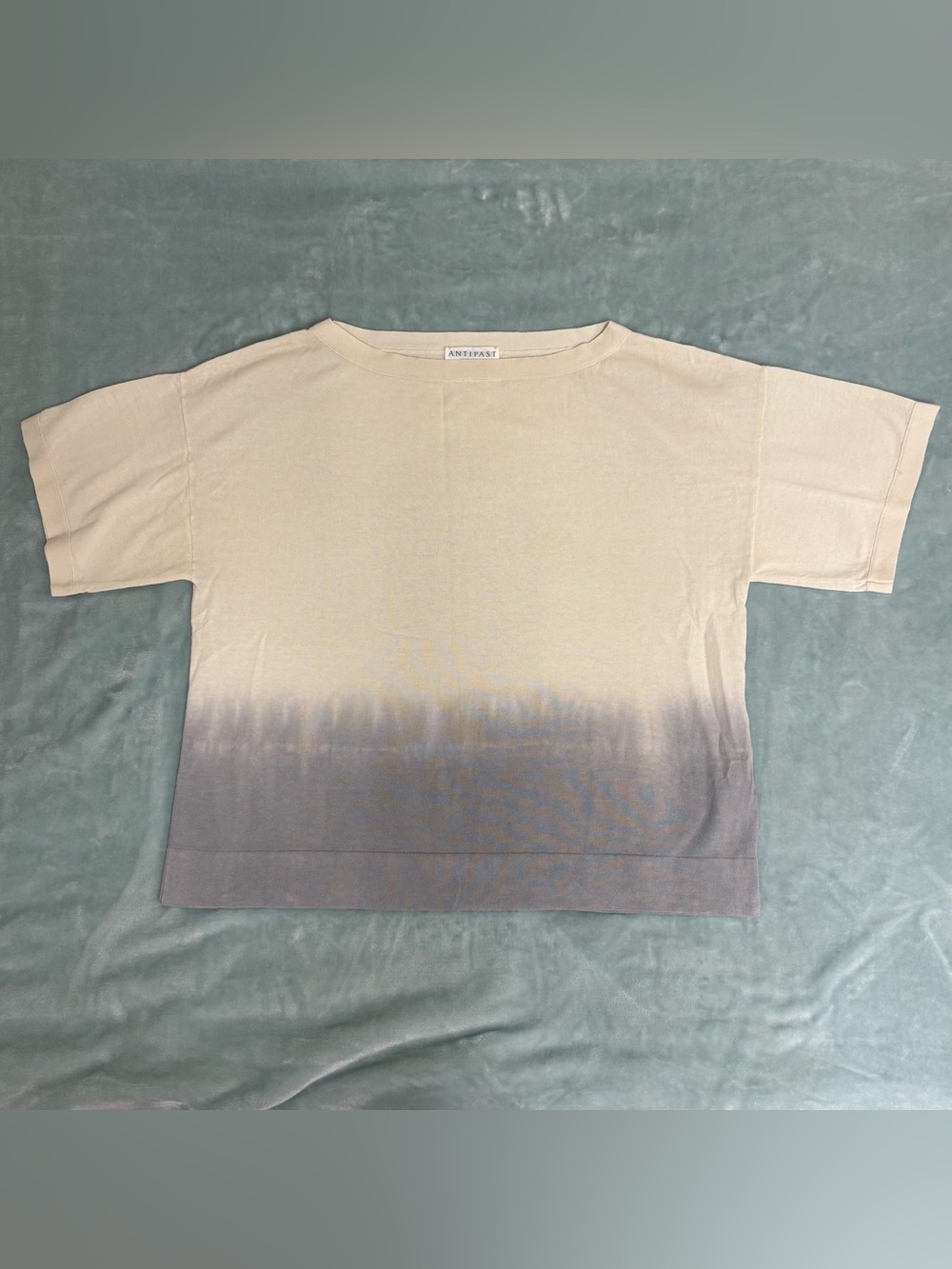 ANTIPAST Top Blouse Cream Blue Grey Ombré Lightweight Japan 100% Cotton Sz Med